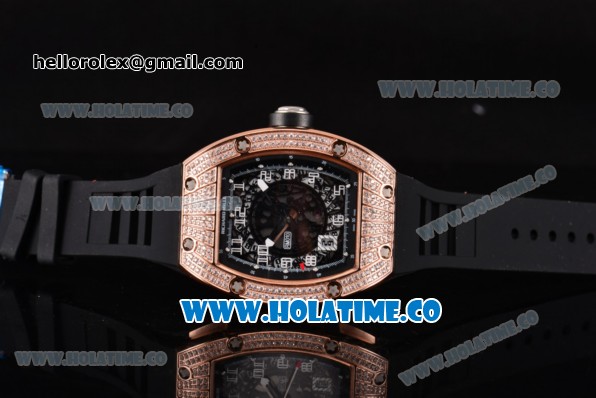 Richard Mille RM010 Miyota 9015 Automatic Rose Gold/Diamonds Case with Skeleton Dial and Numeal Markers - Click Image to Close